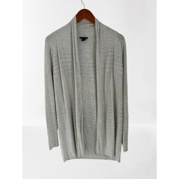 THEORY Cardigan Silk Blend Heather Gray Open Front Knitted Size Med - Picture 1 of 10